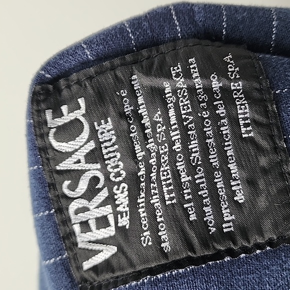 Vintage Versace Jeans Couture Pinstripe Stretch Denim Jeans - Picture 9 of 11